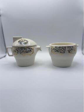 Triumph American Limoges China D’Or Serenade Sugar Bowl Creamer 22K Gold Set